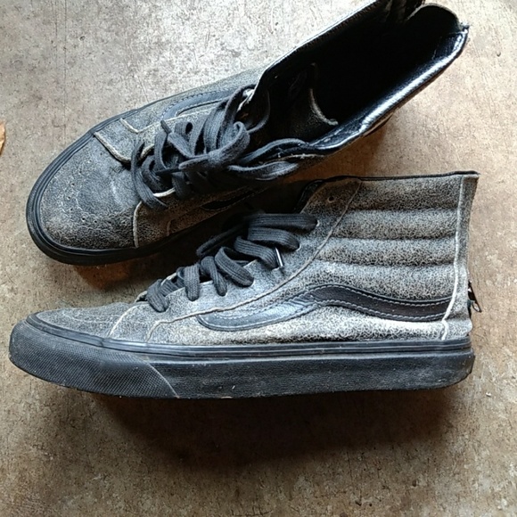 Vans black crackled leather high tops - Picture 3 of 6